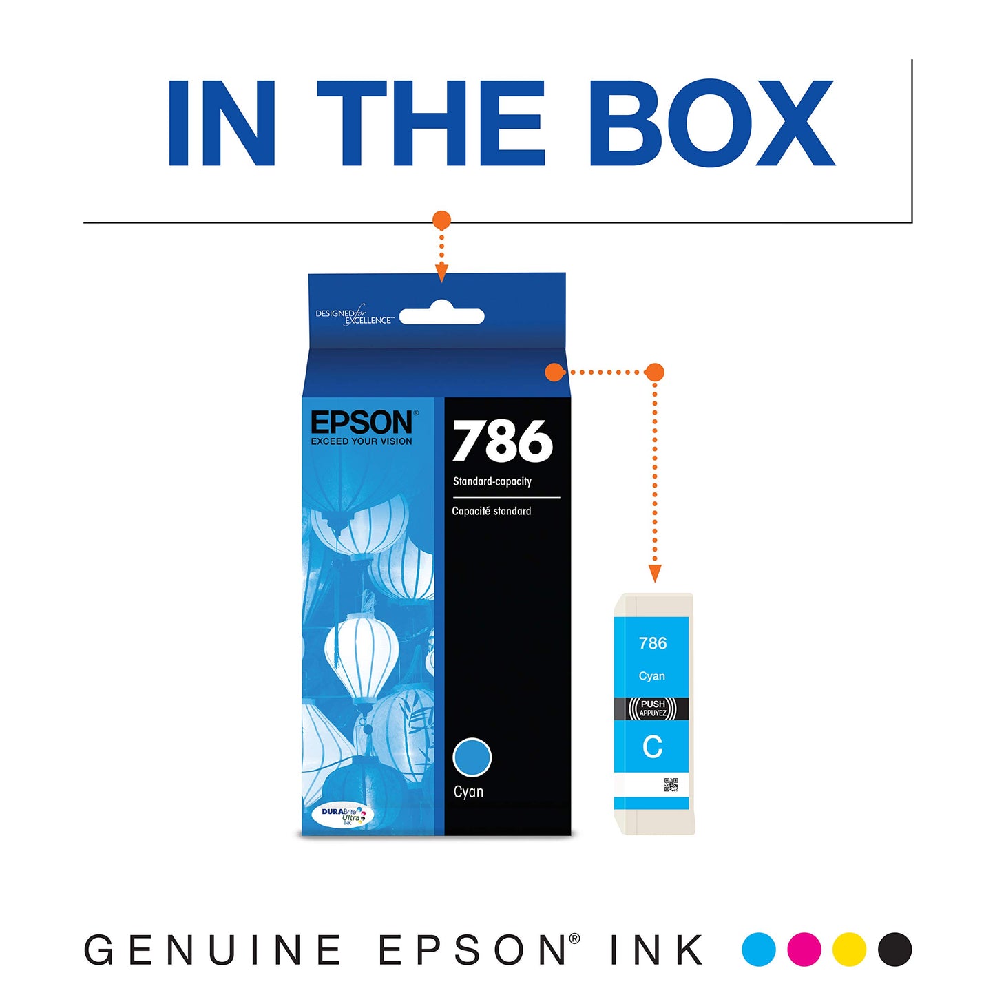 EPSON 786 DURABrite Ultra Ink Standard Capacity Cyan Cartridge (T786220) Works with WorkForce WF-5110, 5190, 5620, 5690