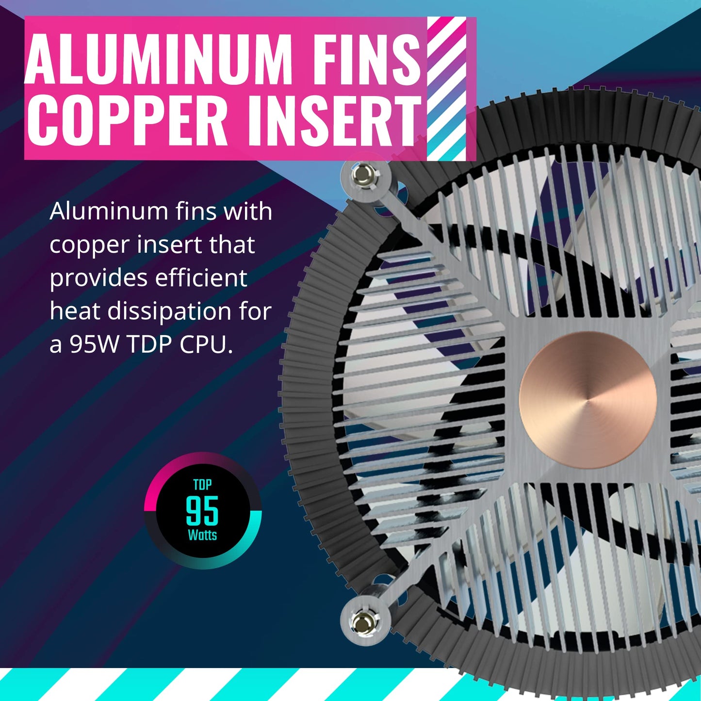Cooler Master i70C ARGB Low Profile CPU Air Cooler for Intel LGA 1700 / 1851 Only - 120mm PWM ARGB Fan, 95W TDP, Copper Core Base, Black Aluminum