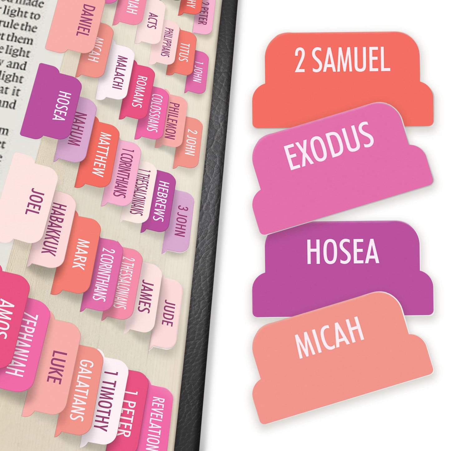 Only Zest 90 Christian Bible Tabs for Women & Kids - Neon Pink