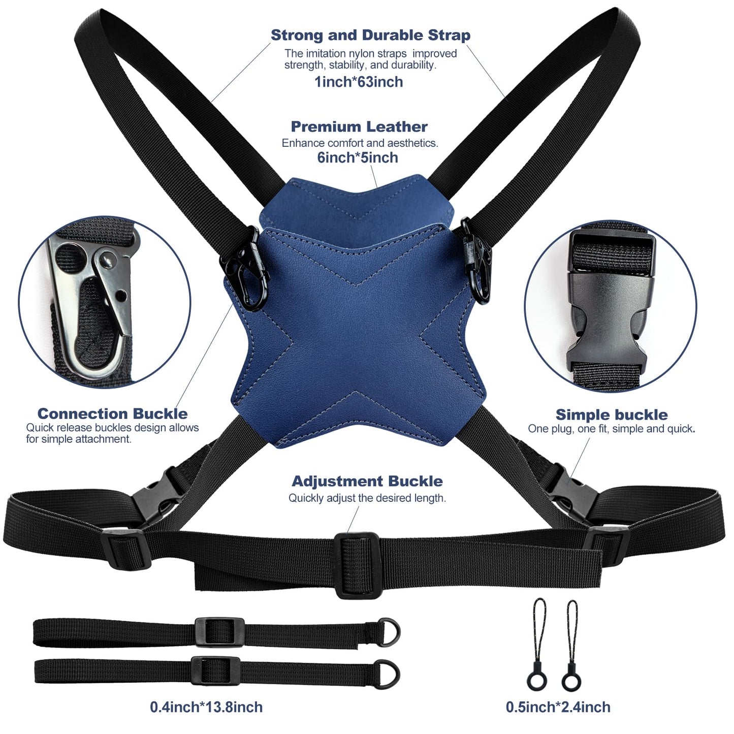 HTtoy Binocular Harness Strap, New Double-Sided Leather X-shaped Design Adjustable for Hunting, Hiking & Birding, Binocular Harness Fits for Carrying