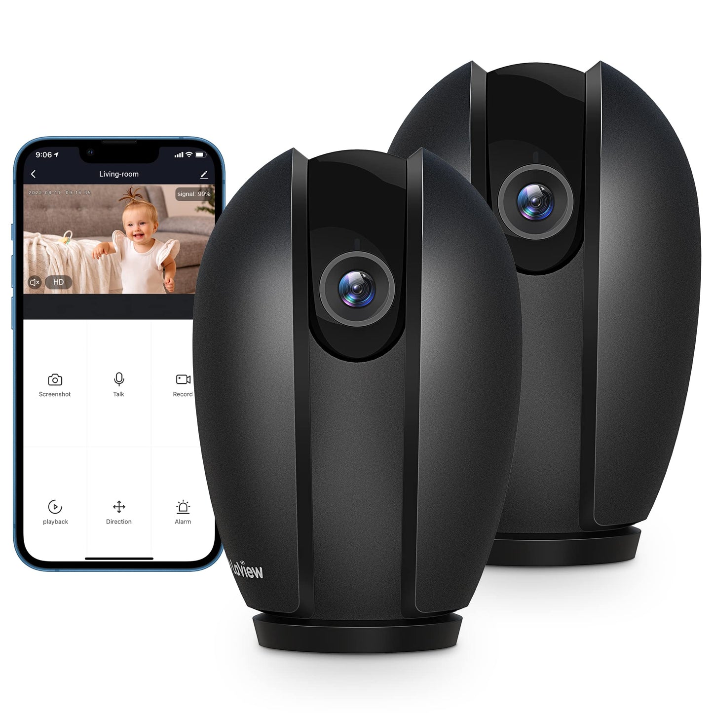 LaView Security Cameras for Home + 2X 32GB SD Cards, PT Home Security Camera System with Motion Detection, Two-Way Audio, Night Vision, Indoor WiFi