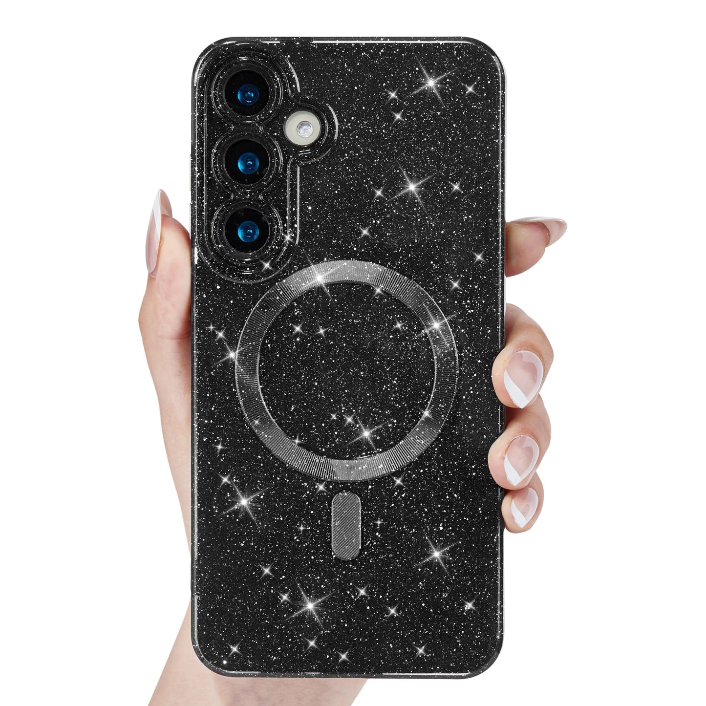 Svanove Glitter Case for Samsung Galaxy S22 Ultra Phone Case Magnetic Compatible with Magsafe, Sparkly Bling Sparkle Girly Cute Cases for Women