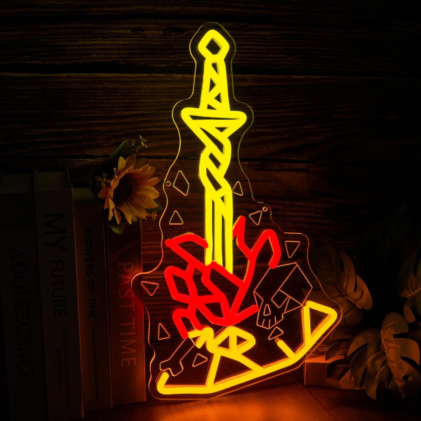 Dark Fantasy Neon Sign Bonfire LED Light for Gaming Room Man Cave Decor Dimmable USB Powered Wall Art, Cool Video Game Gift for Boyfriend Gamer(9.8 *