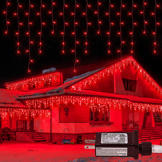 oopswow Christmas Icicle Lights Outdoor,300LED 33FT Christmas String Lights,Connectable Valentine's Day Lights with 30V Plug in for Valentine Wedding