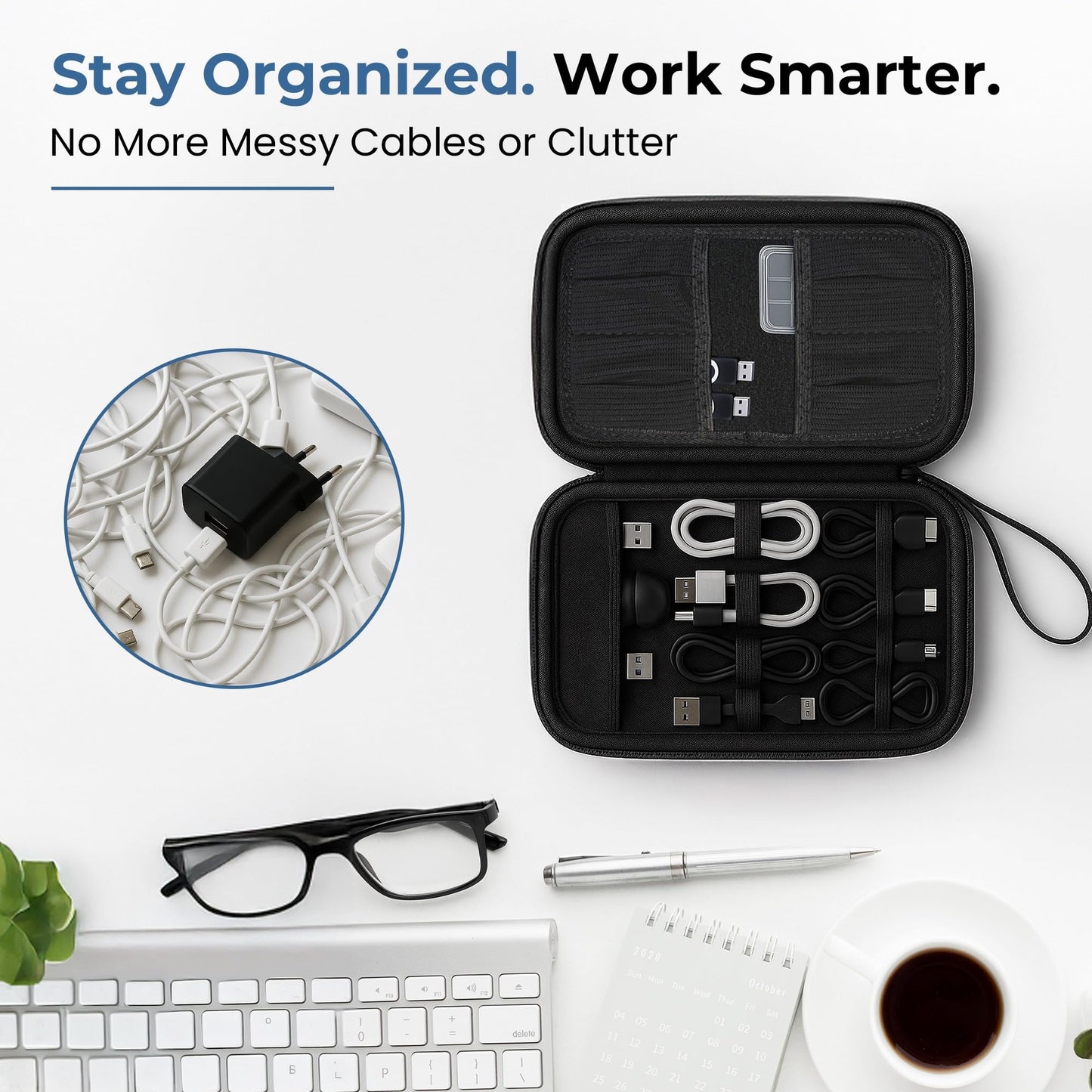 TravelMesh Travel Cable Organizer Bag for Electronics- Waterproof Tech Accessories Case for Cords, Chargers, Wires & Gadgets - Compact Travel Storage