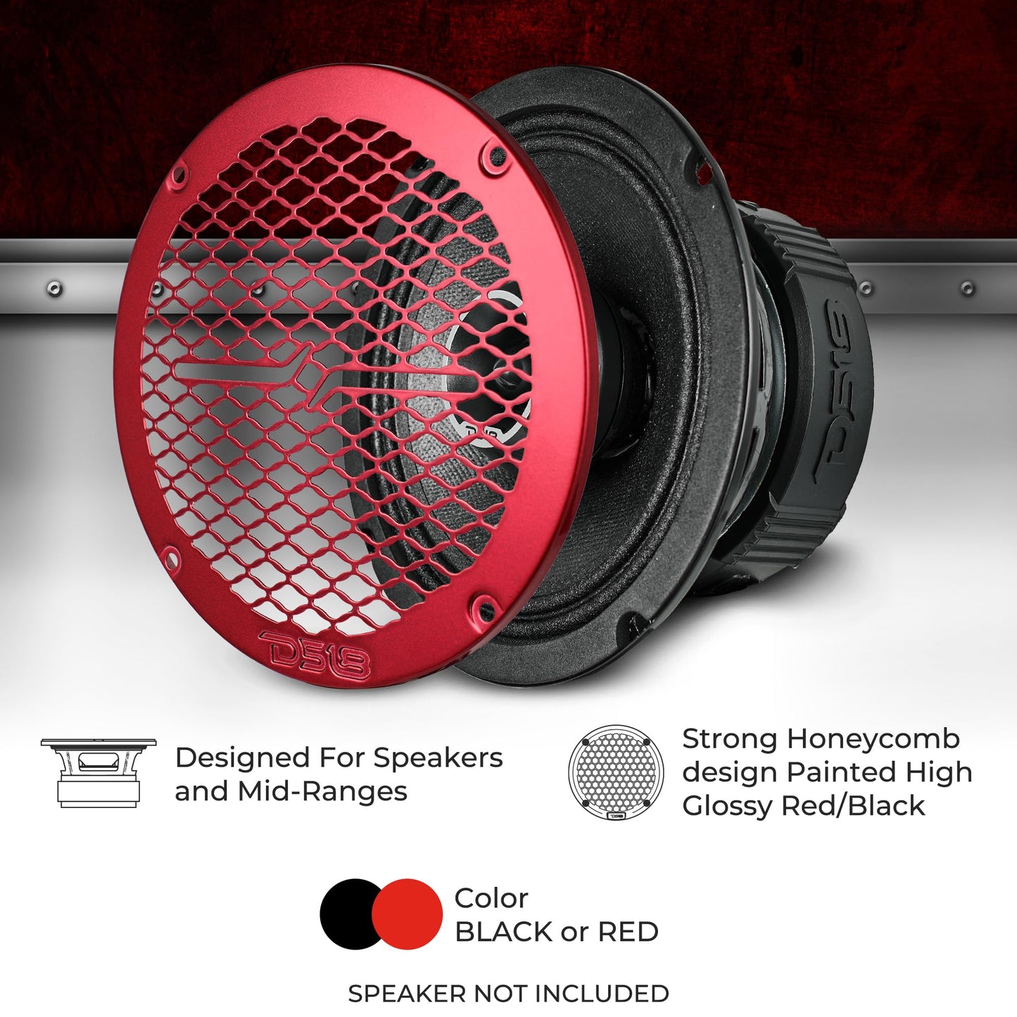 DS18 PRO-GRILL6MS/BK PRO 6.5" Slim Metal Mesh Speaker Grill - Universal Fit 6.5 inches - Protective Speaker Cover Mesh - Protect Your Speakers - Black