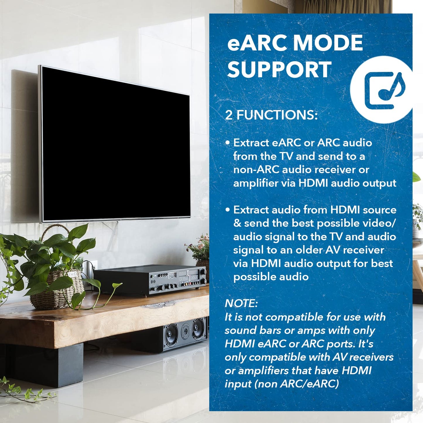 OREI eARC 4K 60Hz Audio Extractor Converter 18G HDMI 2.0 ARC Support - HDCP 2.2 - Dolby Digital/DTS Passthrough CEC, HDR, Dolby Vision Supported