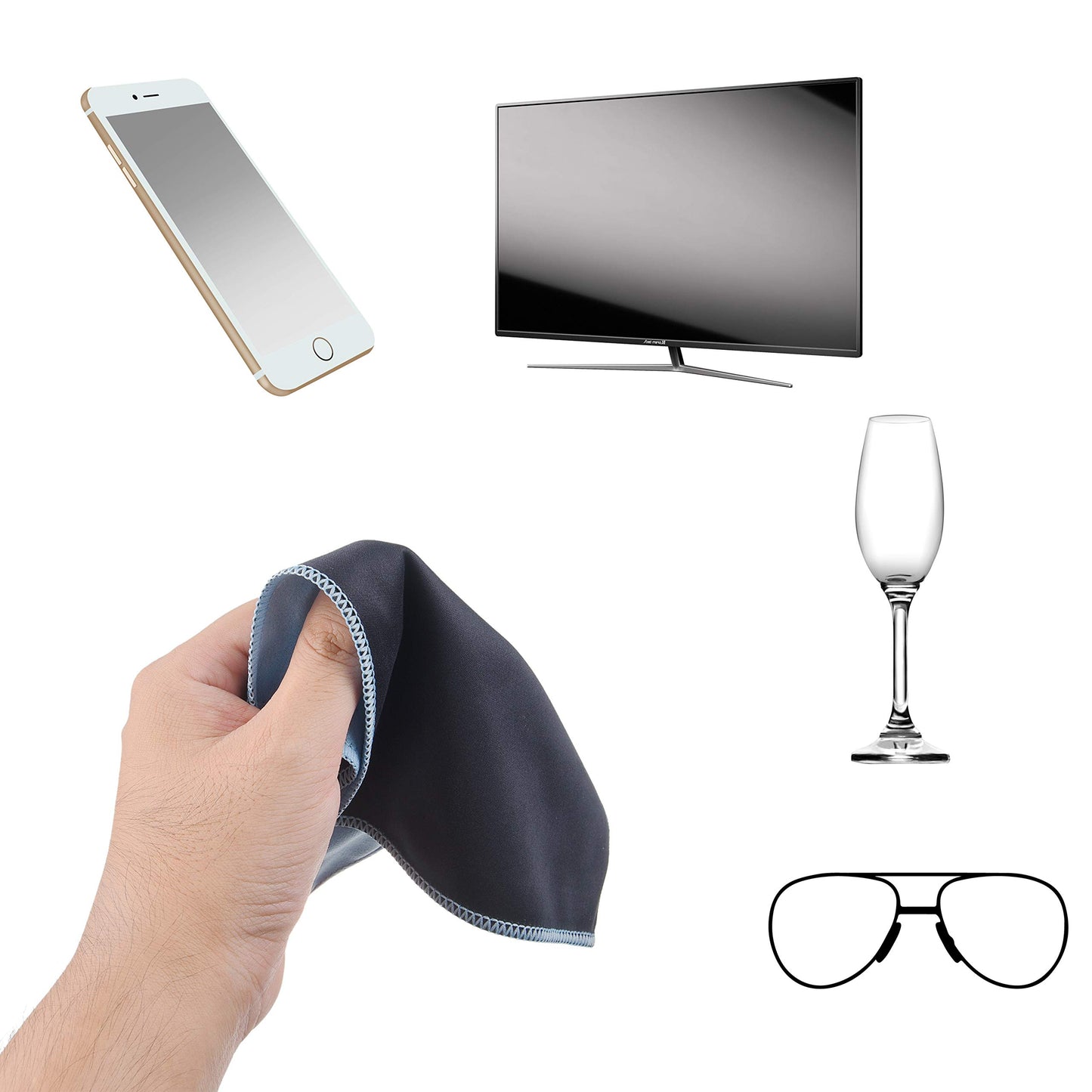 Kare & Kind 5X Microfiber Cleaning Cloths - Double-Sided - for Cleaning Glasses, Eyeglasses, Camera Lens, iPad, Tablet, Smartphone, Laptop, Computer