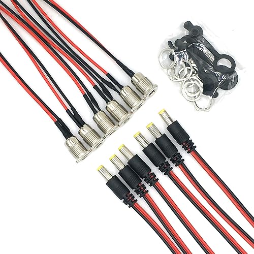lkelyonewy 5.5 x 2.1 mm DC Power Jack Socket Threaded Female Panel Mount Connector Adapter with Dustproof Plug 6Pack