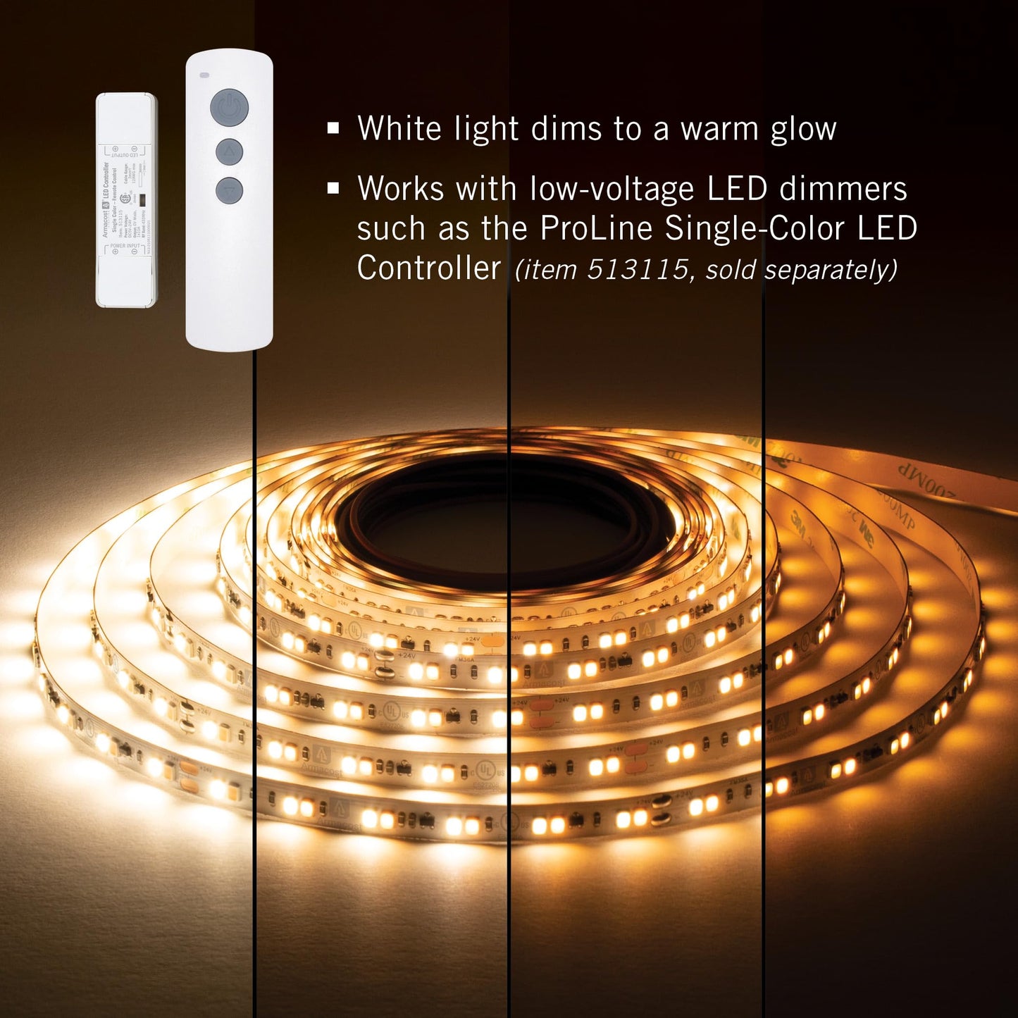Armacost Lighting RibbonFlex Pro 24-Volt White Dim-to-Warm LED Tape Light, 16.4 ft