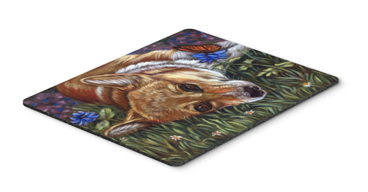 Caroline's Treasures 7325MP Corgi Pastel Butterfly Mouse Pad, Hot Pad or Trivet for Home Office Gaming Working Computers Laptop Mouse Mat,Washable
