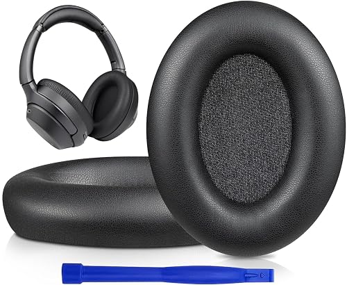 SOULWIT Earpads for Sony WH-1000XM3 Over-Ear Headphones, Softer Protein Leather, Noise Isolation Memory Foam, Added Thickness (Black)