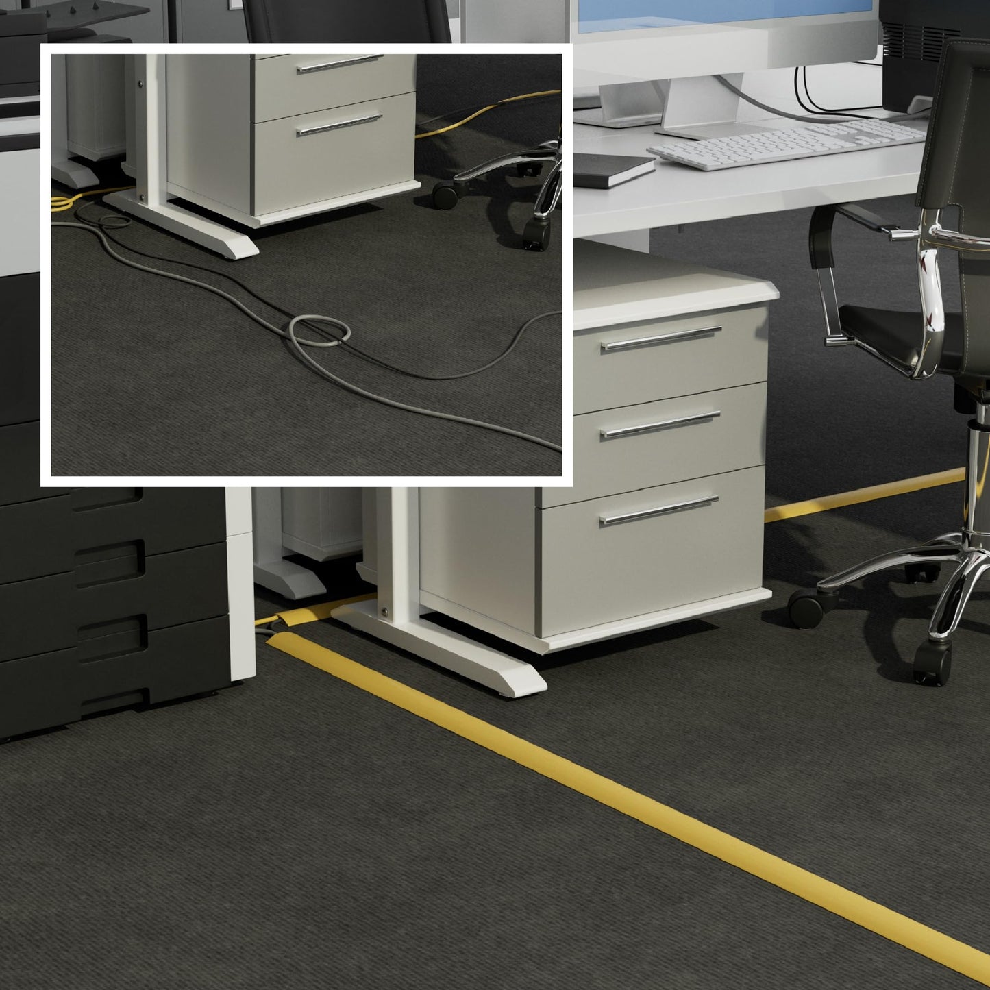 D-Line 6ft Floor Cord Cover, Floor Cable Protector, Extension Cord Cover, Protect Wires & Prevent Cable Trips, Cable Management Solution - Cord Cavity