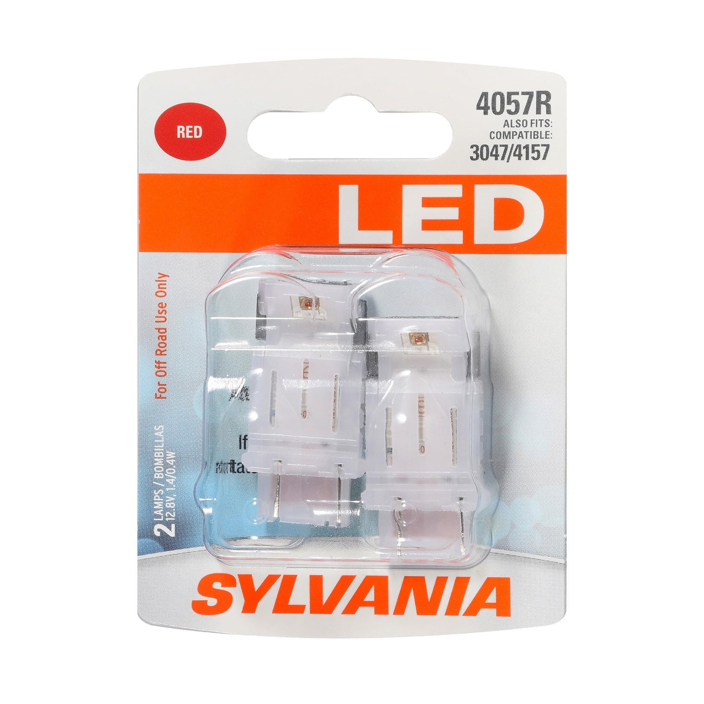 SYLVANIA 4057 LED Red Mini Bulb, Stop & Tail Light, 2 Bulbs