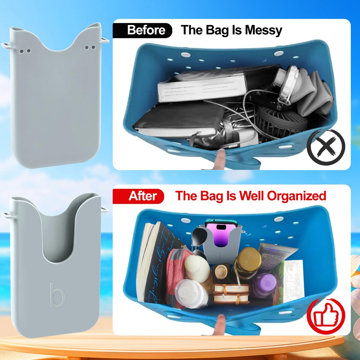 Silicone Phone Holder Compatible with Bogg Bag, with 2Pcs Charms & Hooks
