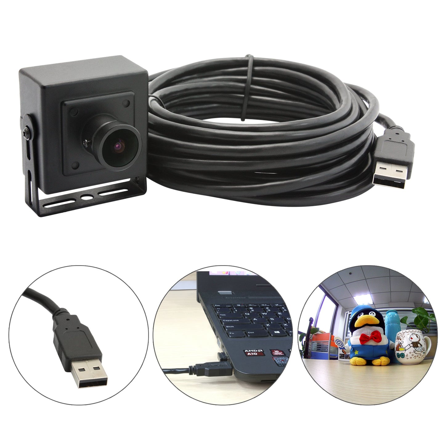 ELP USB Fisheye Camera 170degree 960P PC Camera Wide Angle Low Light Webcam for Computer Raspberry Pi Mini UVC USB2.0 Lightburn Camera 0.01lux USB