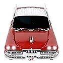 QFX Bluetooth 1959 Retro Classic Car Speaker, Dual 2-inch Speakers, Hands-Free Link, Built-in Microphone, FM Radio, and LED Party Lights, Red