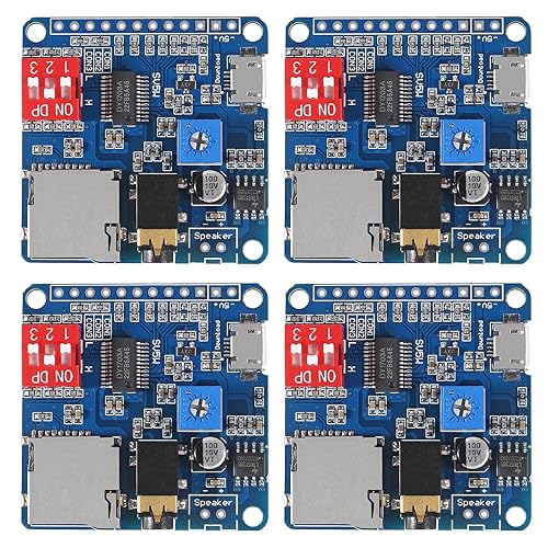 Diann 4pcs MP3 Voice Playback Module DY-SV5W Player Music Voice Board IO Trigger UART Serial Adapter Control Playback Module Sound Board Amplifier