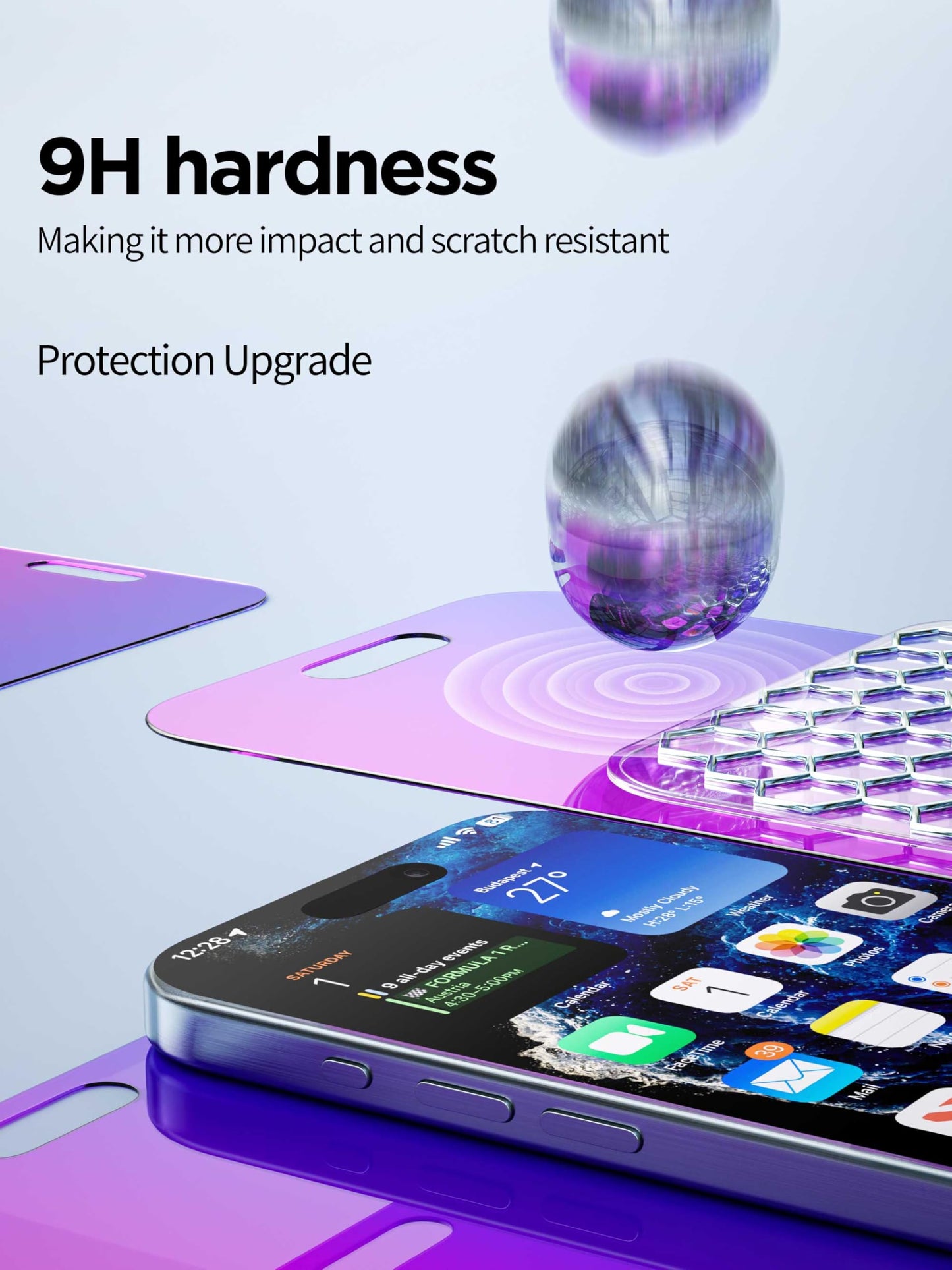 PDDKISS Compatible for iPhone 16 Plus Privacy Screen Protector Tempered Glass 6.7 Inch, Purple Gradient Anti Spy Anti Blue Light HD Easy Installation