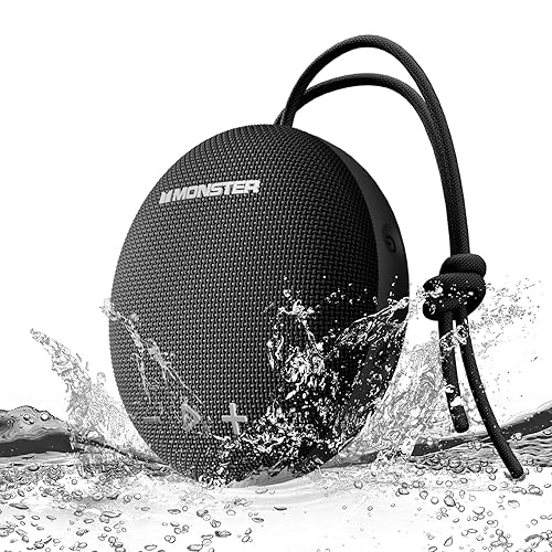 Monster 15W Bluetooth Speaker, IPX8 Shower Speaker Waterproof, Bluetooth 5.4 with Loud HD Sound and Robust Bass, Extra Long Playtime Punchy, for Home
