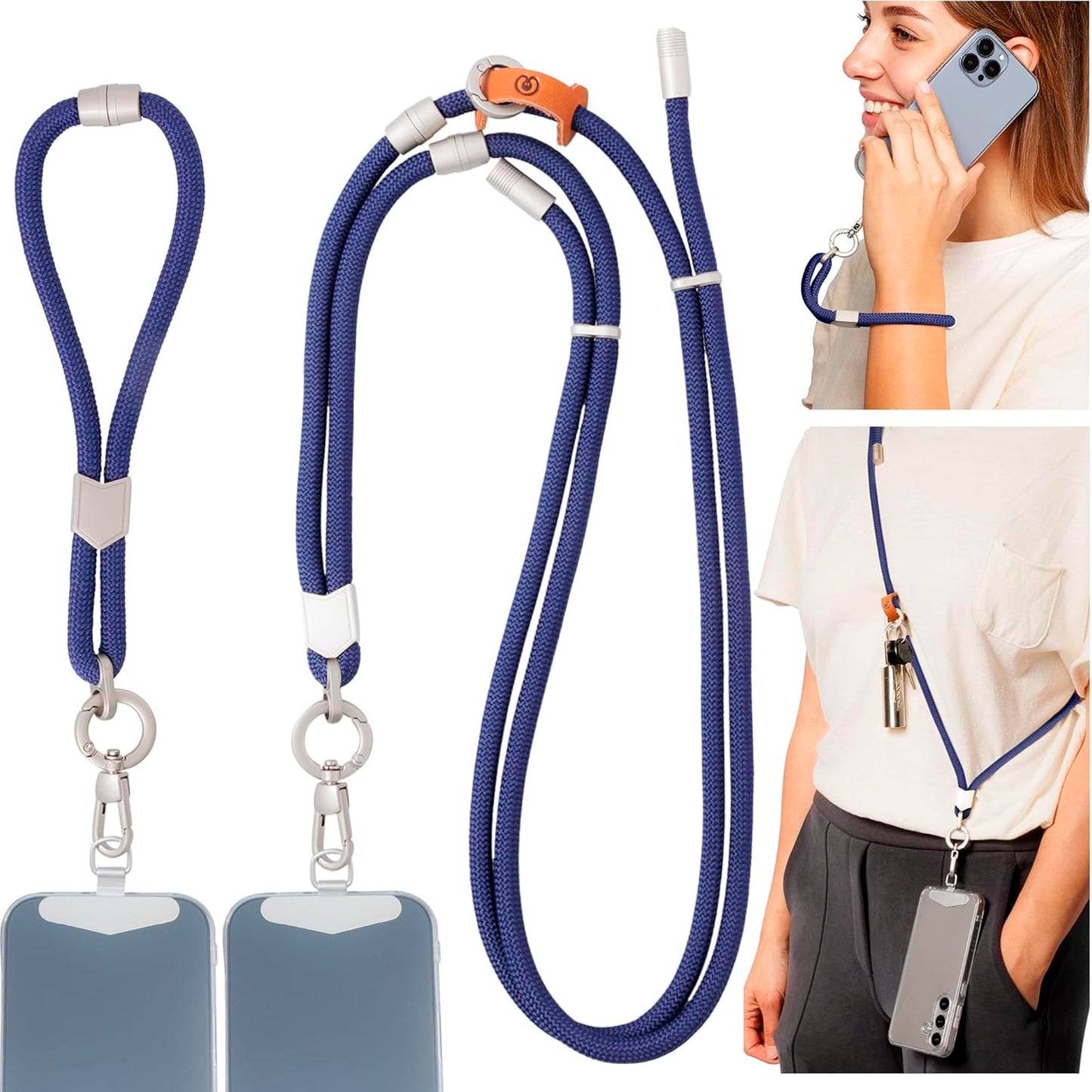 Pulpo 2 in 1 Crossbody Anti Theft Phone Lanyard and Wrist Strap for iPhone and Android, Adjustable Cell Phone Leash and Universal Tether, Hands Free