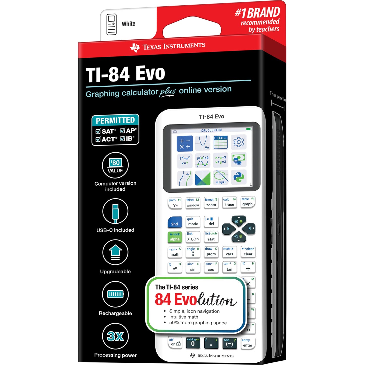TI-84 Evo Graphing Calculator Texas Instruments, White