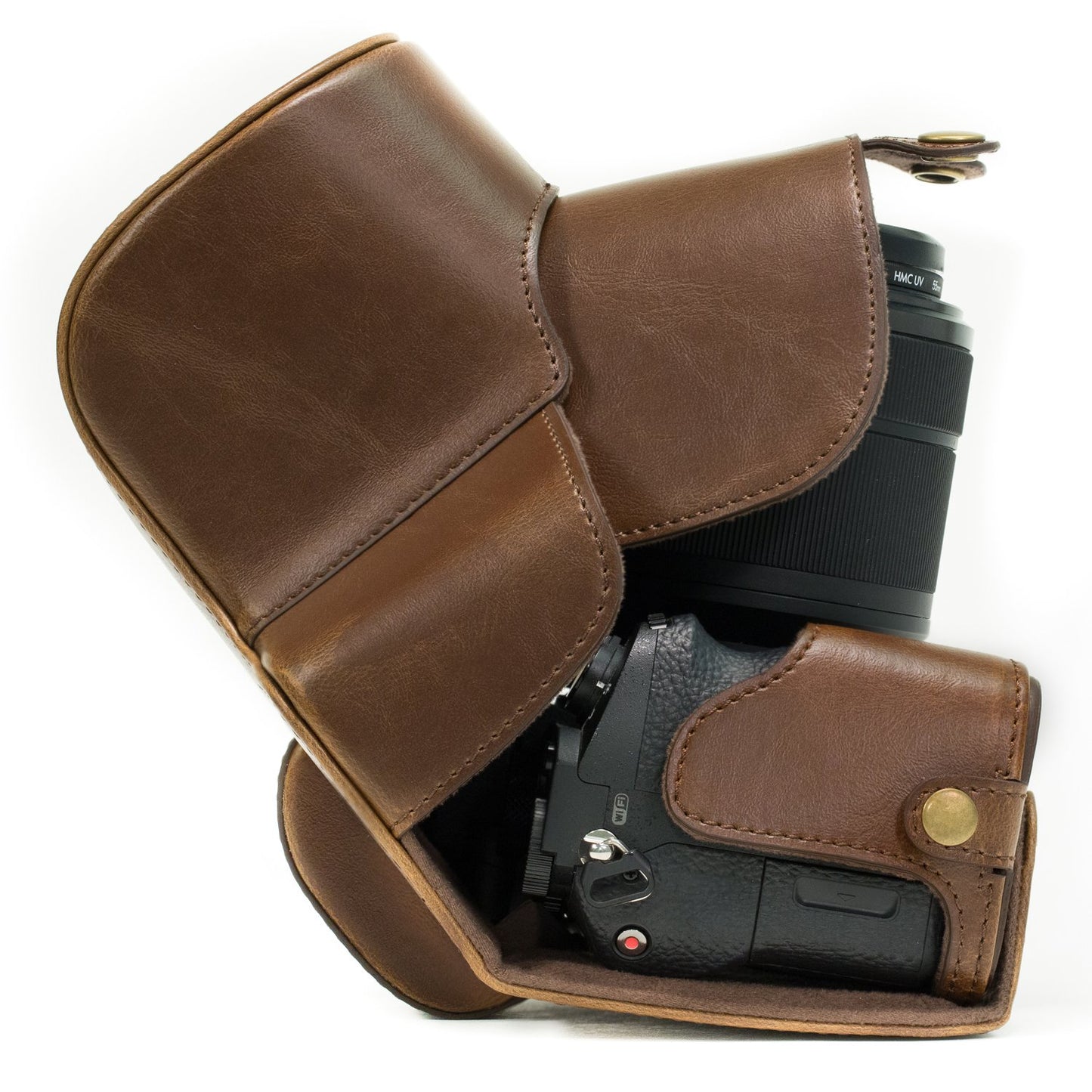 MegaGear Ever Ready Protective Leather Camera Case, Bag for Sony Alpha a7 II, a7R II, & a7S II Mirrorless Digital Camera and Lenses (Dark Brown)