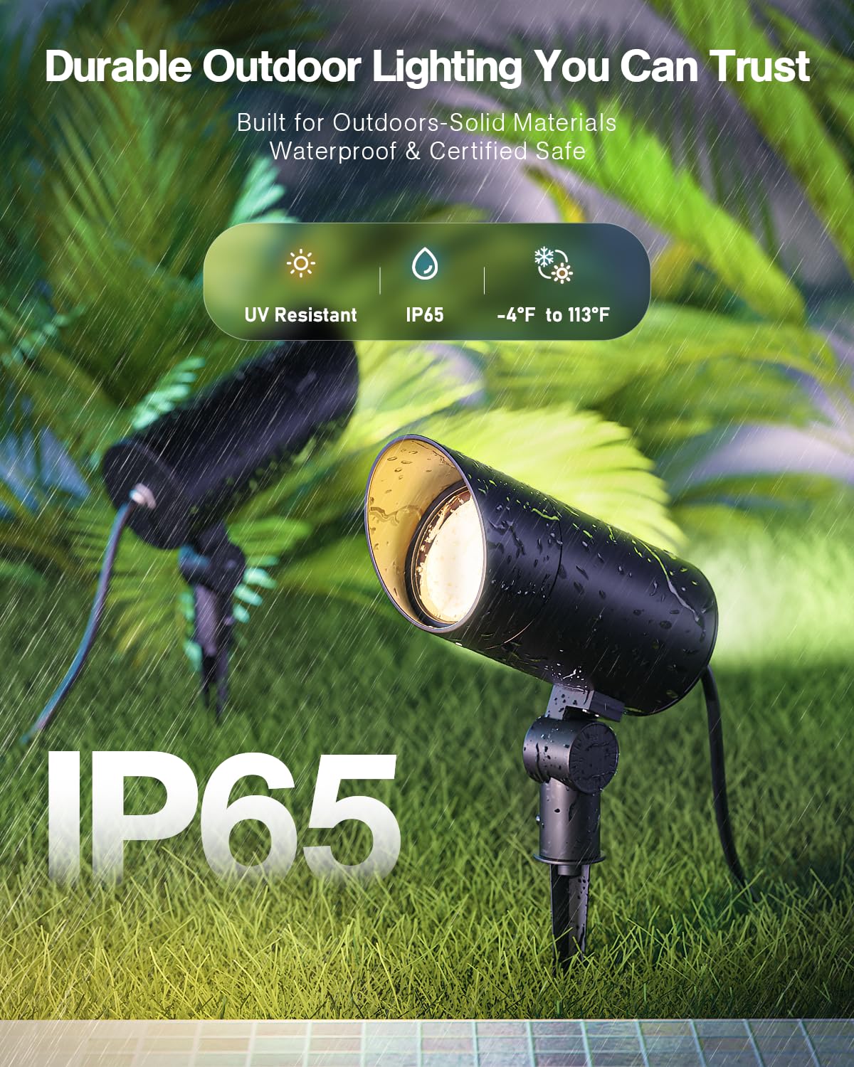HIBOITEC 2 Pack 30W Outdoor LED Spot Lights 120V Plug in Flag Pole Light 3000LM 3000K Warm White Waterproof Landscape Spotlight for Yard Garden Tree