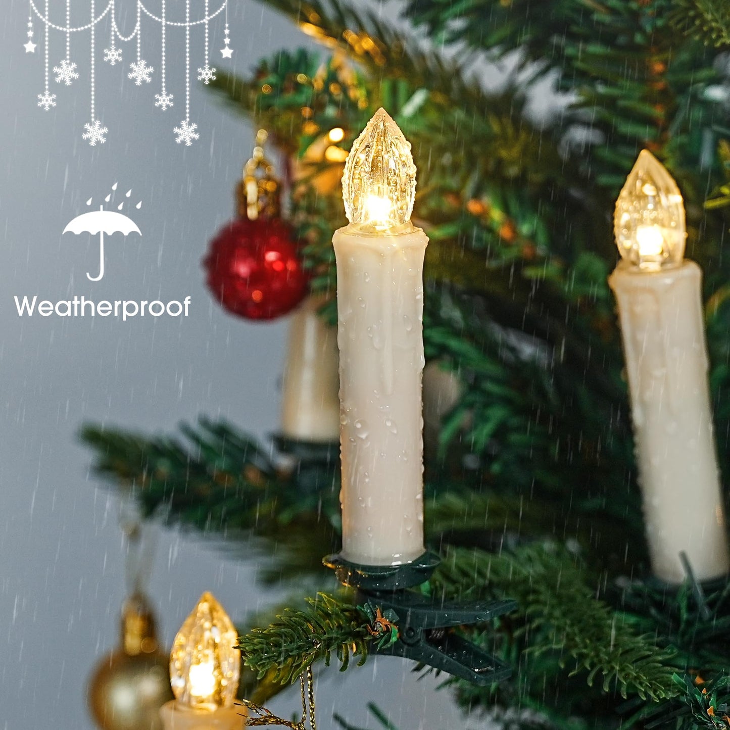 Sanmli 20PCS LED Christmas Tree Candle Lights with Remote and Timer, Battery Operated Flameless Candles Warm White Flickering, Outdoor Waterproof