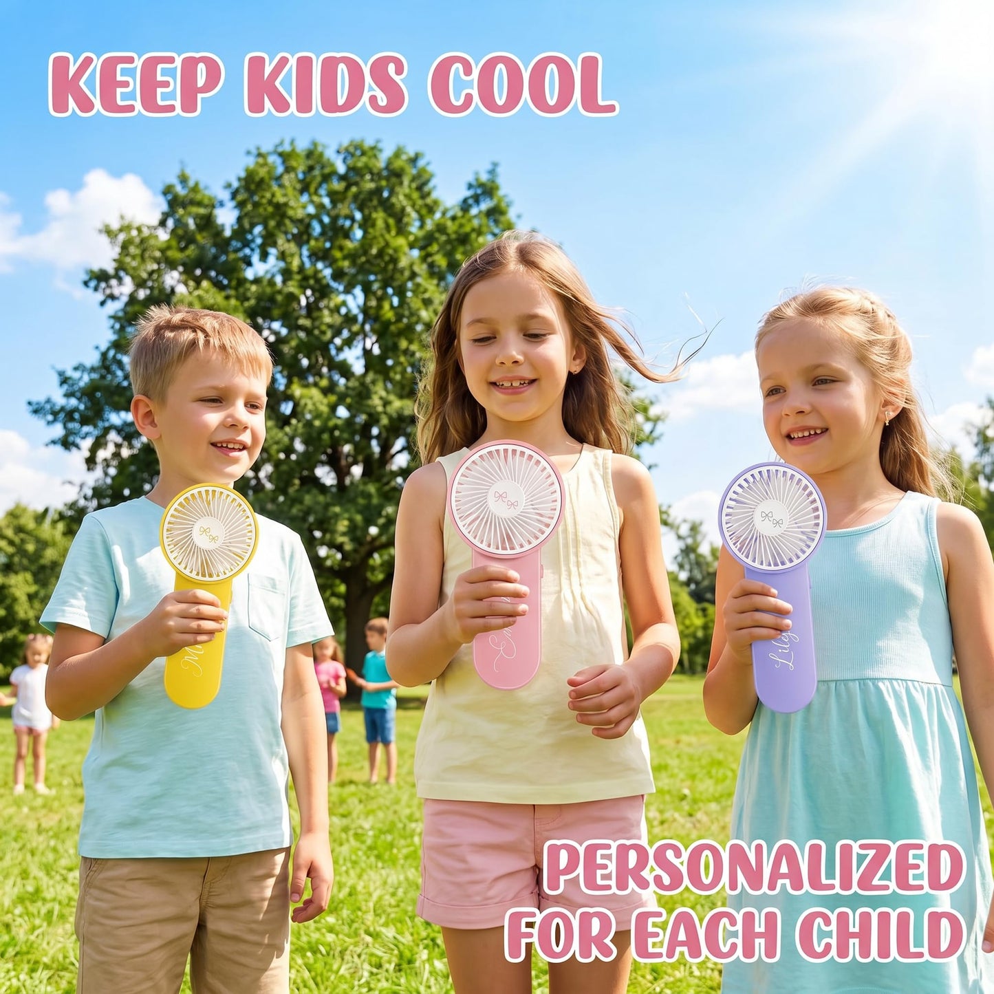 VKPOYNRO Custom Name Handheld Fan, Battery Travel Fan (No Built-In Battery), Hand/Hang Use. Ideal Wedding Bridesmaid & Women Party Gifts, Outdoor