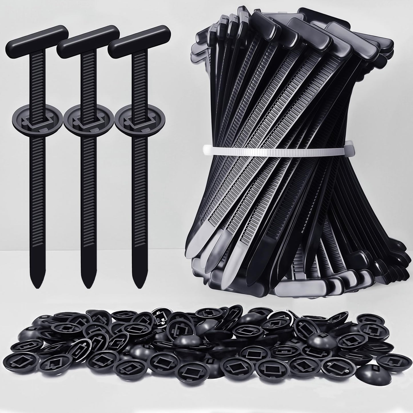 Nylon Universal Cable Tie Buckles - Multi-functional T Rivet Zip Ties, Automotive Zipper Clips for Car Daily Repair, Fender Liner, Bumper Retainer