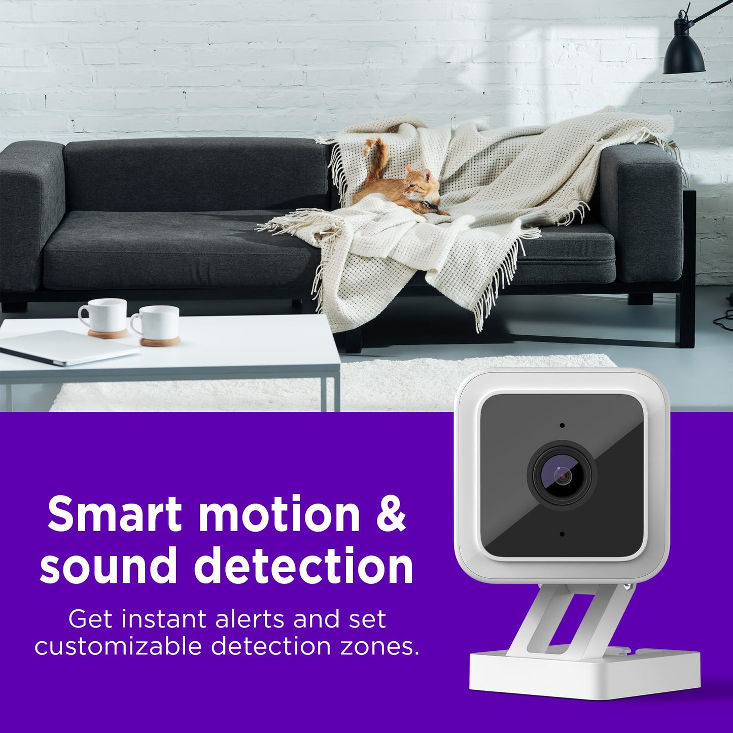 Roku Indoor Camera for Home Security, 1-Pack - Wired Security Camera with 1080p HD Color Night Vision, Works with Alexa & Google, Motion & Sound