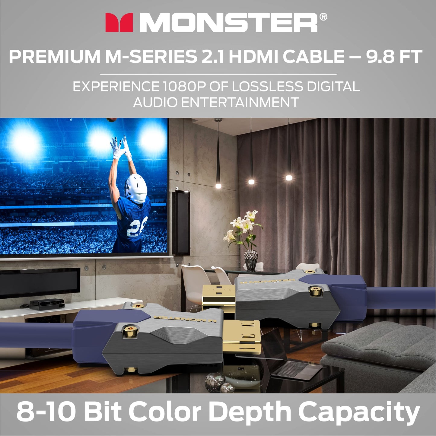 Monster M-Series 3000 Certified Premium 8K High Speed HDMI Cable - 2.1, 4K 120Hz HDMI Cable, 48 Gbps - HDMI Cables for Apple TV, Roku, Smart TV