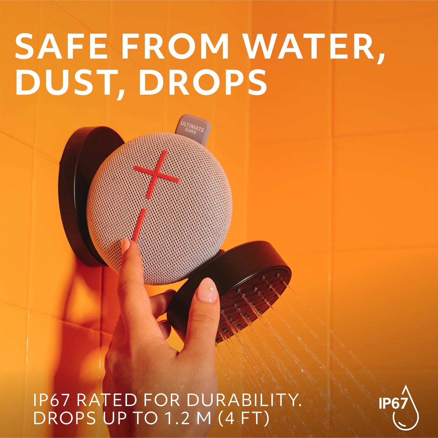 Ultimate Ears MINIROLL Ultra-Portable Waterproof Bluetooth Speaker, Big Bass, IP67 Dustproof, 131 ft Range - Gentle Grey (Renewed)