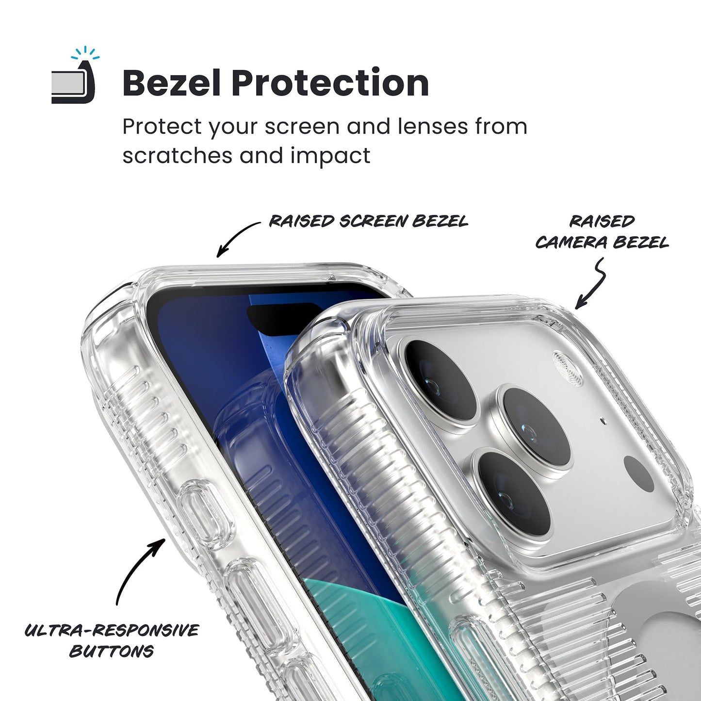 Speck GEMSHELL Grip +MS Case for iPhone 17 Pro - Clear/Clear | Slim Protective Grip | Drop Protection | MagSafe Compatible