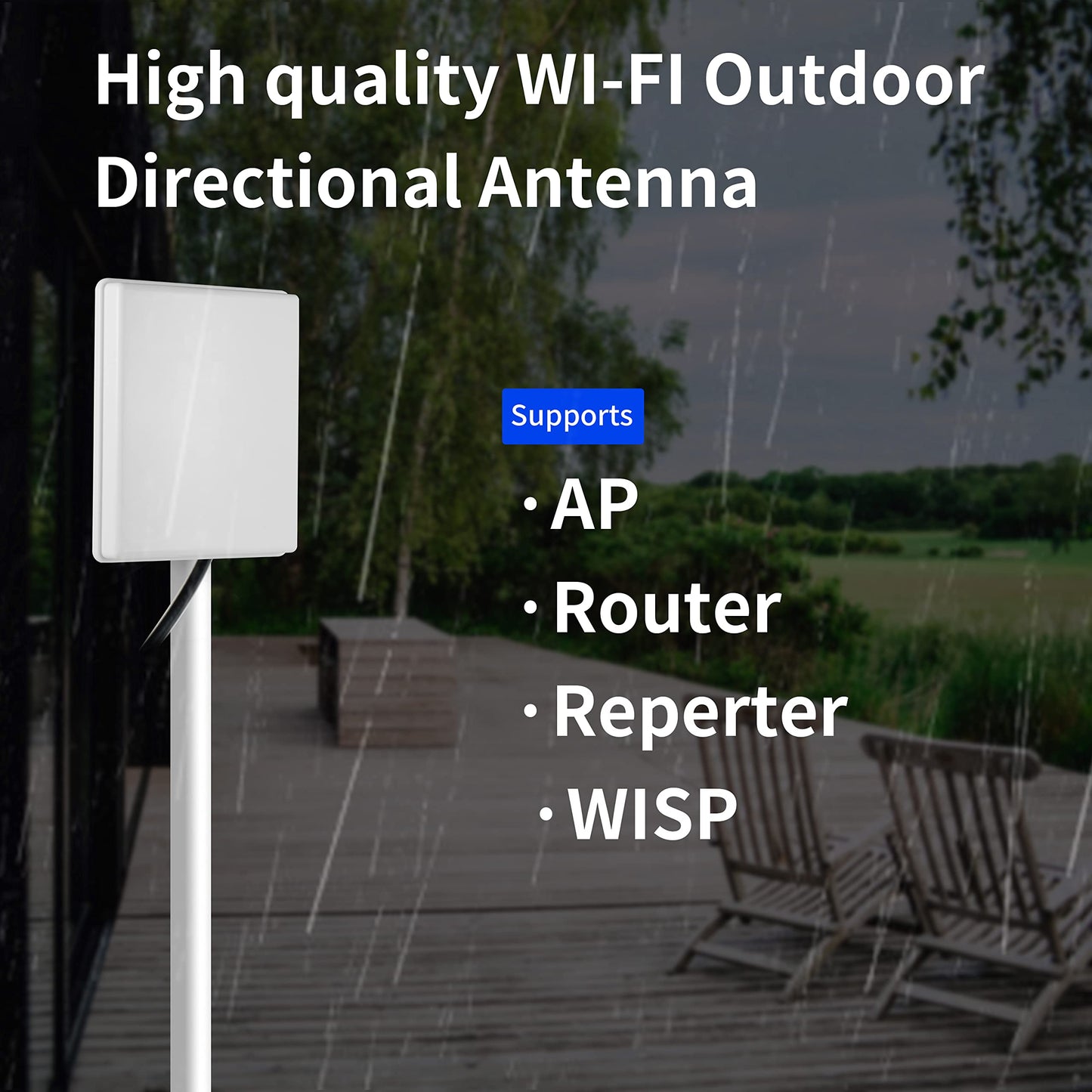 Outdoor 15dBi Dual Band WiFi 2.4GHz 5GHz 5.8GHz Long-Range Directional Panel Antenna with 10Ft Cable for WiFi Router Wireless Network Card Security IP