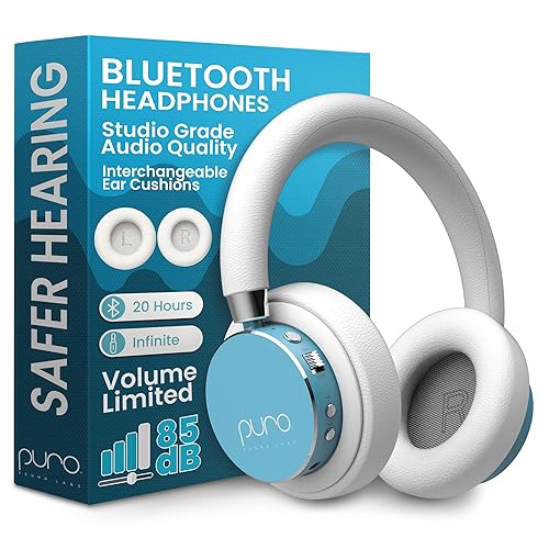 Puro Sound Labs Kids Wireless Headphones - Volume-Limiting 85dB, Built-In Mic, Studio-Grade Sound, 20-Hour Battery Life, Comfortable Fit & Easy…