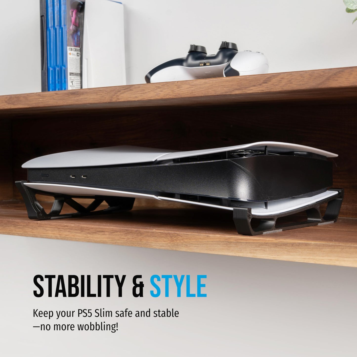 Glistco Skates - Horizontal Stand Compatible with PS5 Slim (Black)