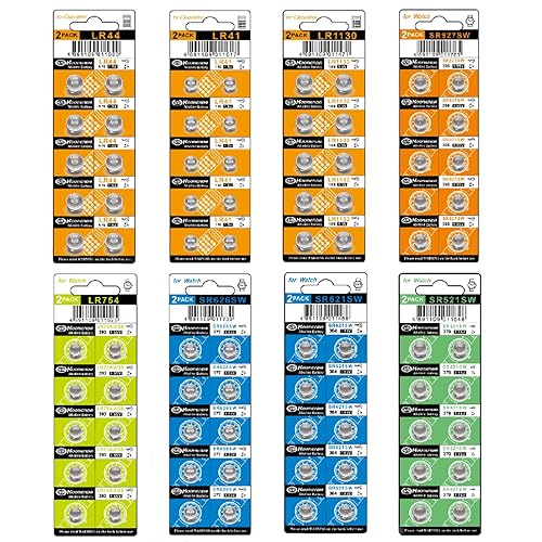 Siiboat Watch Batteries 80PCS - AG0, AG1, AG3, AG4, AG5, AG7, AG10, AG13, 1.5V Alkaline LR41 LR44 Assorted Button Coin Cell Batteries