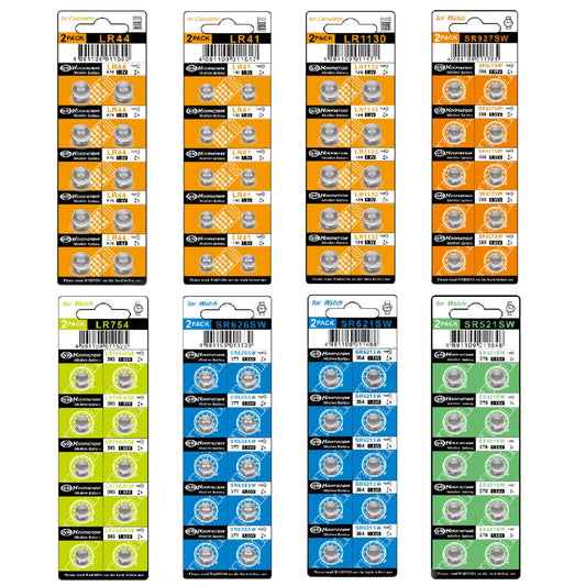 Siiboat Watch Batteries 80PCS - AG0, AG1, AG3, AG4, AG5, AG7, AG10, AG13, 1.5V Alkaline LR41 LR44 Assorted Button Coin Cell Batteries