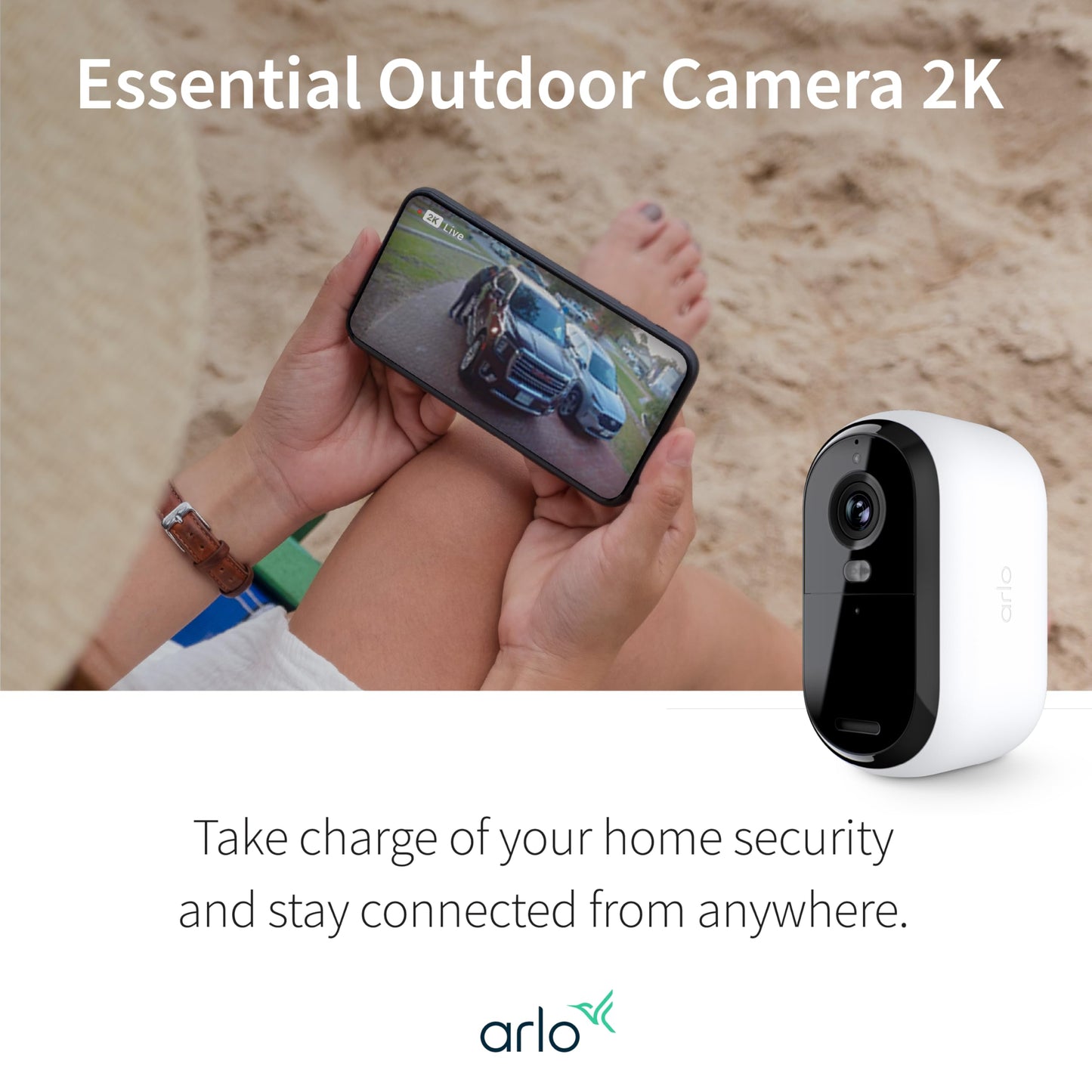 Arlo Essential Security Camera 2K | Indoor - Outdoor | 2nd Gen | Wireless with Spotlight, Live Stream, Motion, Real Time Notifications - White, 5