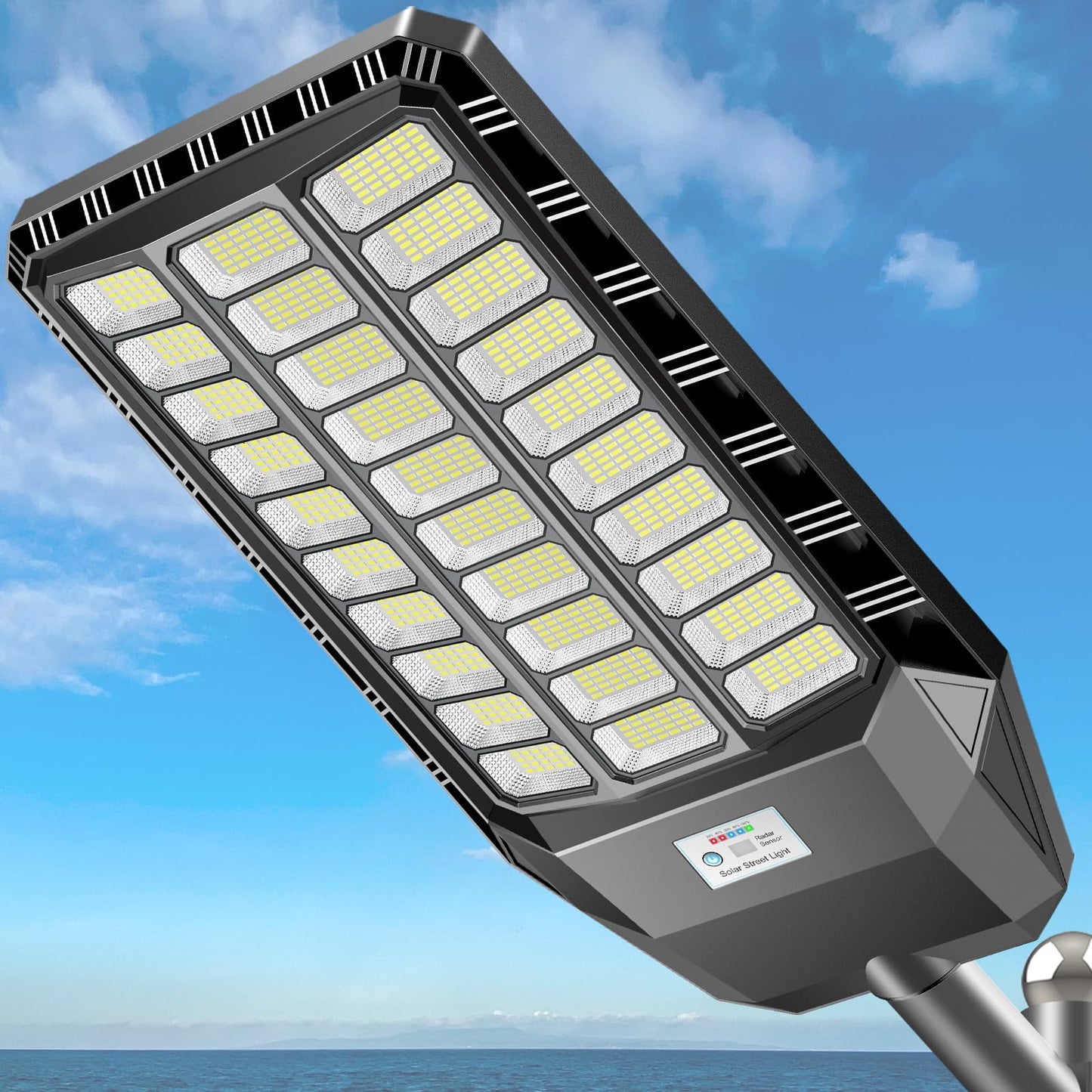 Deepn Solar Street Light, Commercial Grade Solar Lights Outdoor IP67 Waterproof, 9800W LED Flood Security Lights Motion Sensor & Dusk to Dawn Outdoor