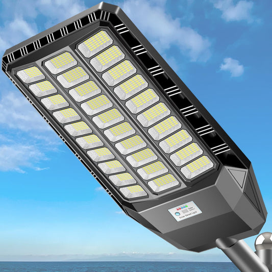 Deepn Solar Street Light, Commercial Grade Solar Lights Outdoor IP67 Waterproof, 9800W LED Flood Security Lights Motion Sensor & Dusk to Dawn Outdoor