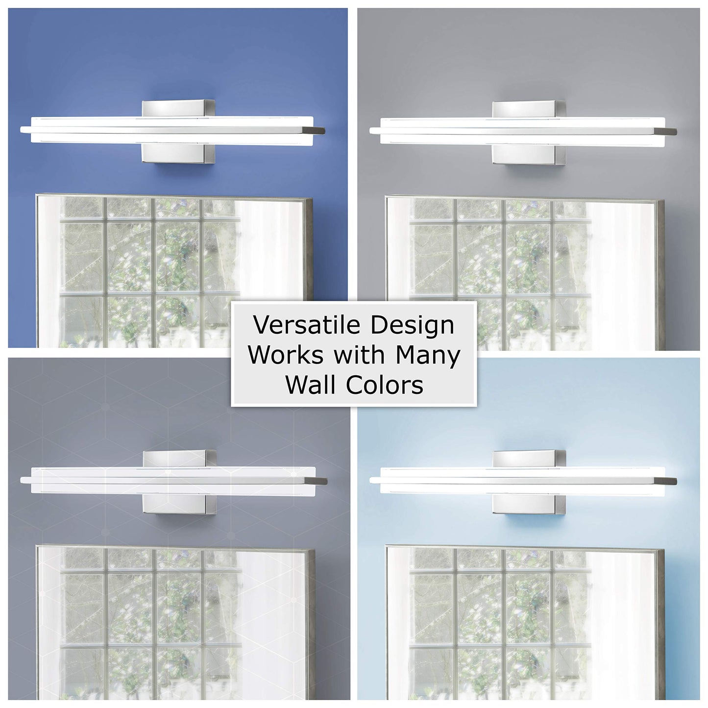 Linea di Liara Dario 24 Inch LED Vanity Light Bar Bathroom Lights Over Mirror and Bathroom Sink Led Light Polished Chrome Modern Bathroom Wall