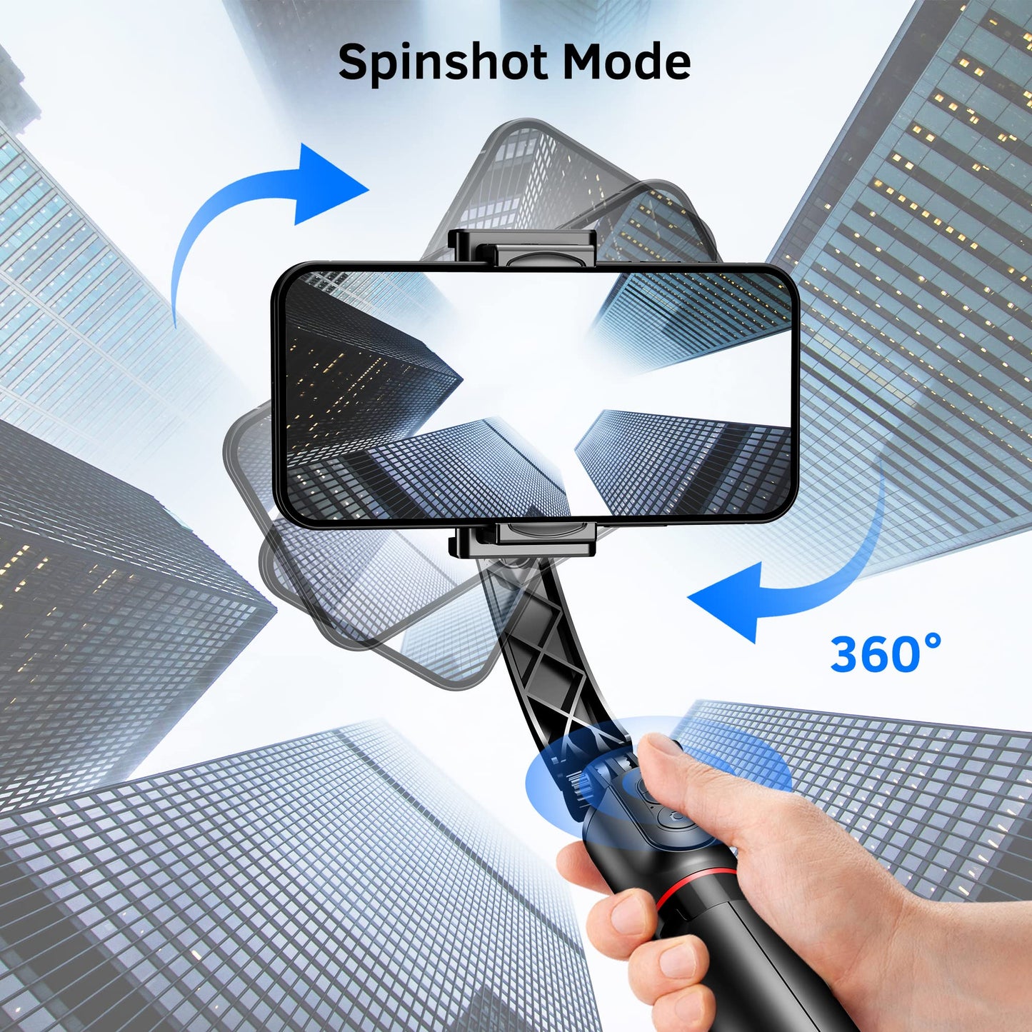 Smartphone Gimbal Stabilizer with Remote, Aluminum Extendable Selfie Stick Tripod, 360° Automatic Rotation, Auto Balance for Live Video Recording