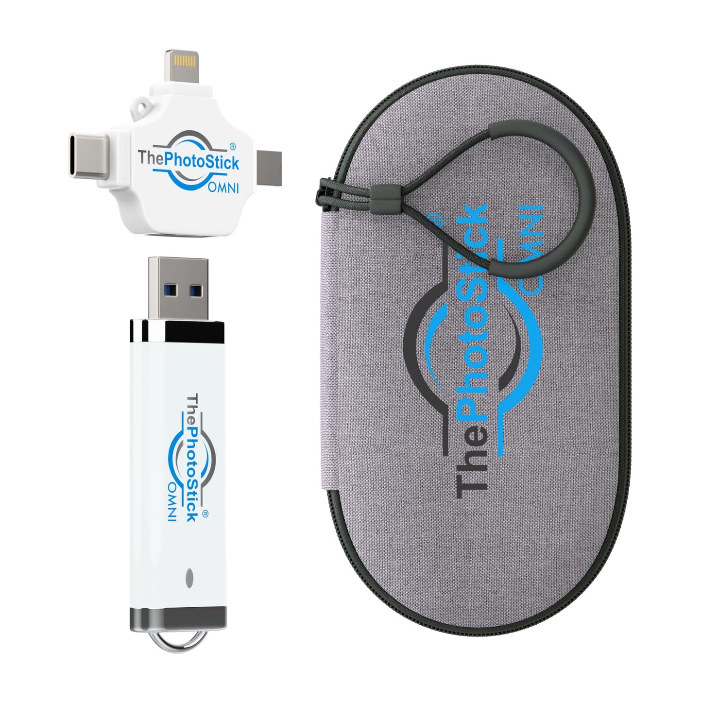 ThePhotoStick® Omni 32GB + Protective Case | Secure Photo & Video Backup and Transfer | Digital File Organization | USB & Multiport Connection