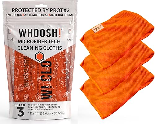 WHOOSH! Microfiber Cleaning Cloth, 3 Pack, Glasses and Screen Cleaning Cloth, Suitable for TV, Car Screen, Computer, Laptop, iPad, MacBook, Smart
