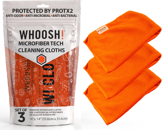 WHOOSH! Microfiber Cleaning Cloth, 3 Pack, Glasses and Screen Cleaning Cloth, Suitable for TV, Car Screen, Computer, Laptop, iPad, MacBook, Smart
