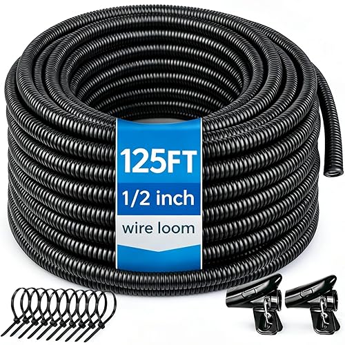 Automotive Wire Loom Flame Retardant Split Wire Loom Tubing Assortment Wiring Loom Kit Plastic Cover Electrical Covering Conduit Protective Wire Wrap