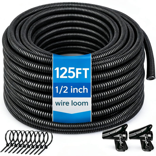 Automotive Wire Loom Flame Retardant Split Wire Loom Tubing Assortment Wiring Loom Kit Plastic Cover Electrical Covering Conduit Protective Wire Wrap